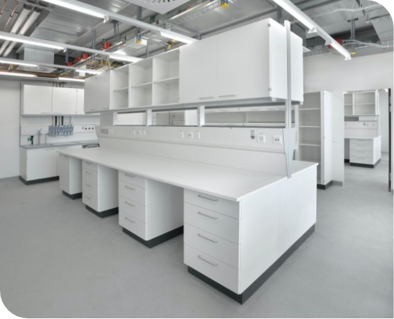 Example of a laboratory design and fit out with custom furniture